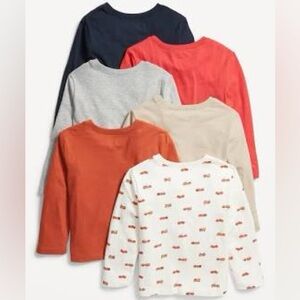 NWT Old Navy Long Sleeve T-Shirt 6-Pack - Fire Truck & Solids - 4T